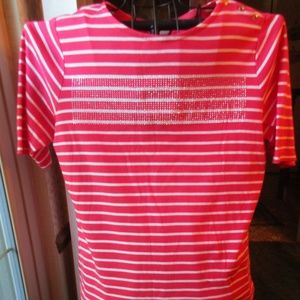 NWT Christopher & Banks Red/White SS Top XL